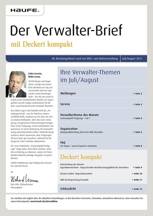 Der Verwalter-Brief Ausgabe 07+08/2013 | Verwalter-Brief
