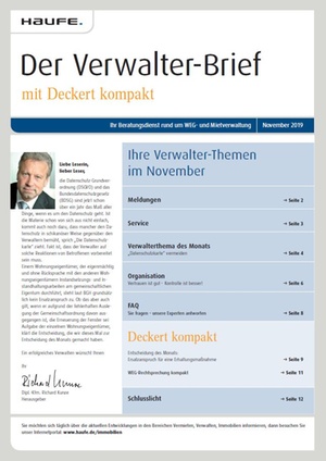Der Verwalterbrief mit den Verwalterthemen im November 2019 | Verwalter-Brief
