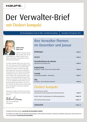 Der Verwalter-Brief Ausgabe 12/2011+1/2012 | Verwalter-Brief