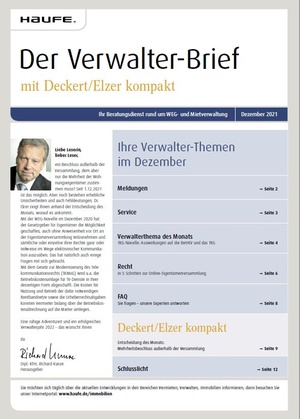 Der Verwalterbrief mit den Verwalterthemen im Dezember 2021 | Verwalter-Brief