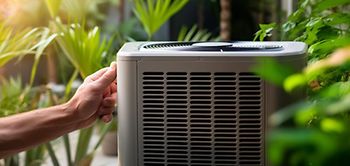 Wärmepumpe Hand Palmen Pflanzen grün