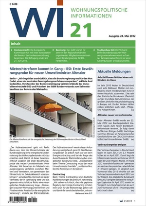 Wohnungspolitische Informationen Ausgabe 21/2012 | Wohnungspolitische Information