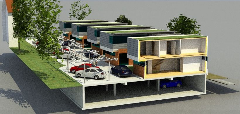 Wobak-Reihenhaus Querschnitt