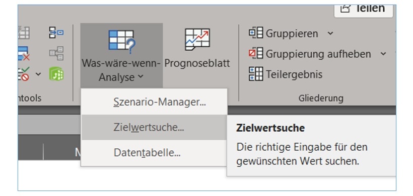 Zielwertsuche in Excel