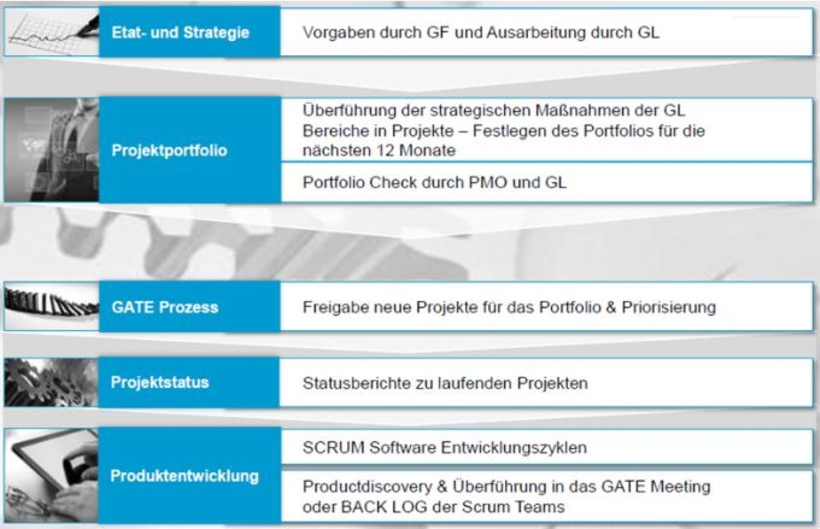 Zusammenspiel von Etatplanung, Projektportfolio und GATE Prozess